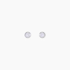 Histoire d'Or Boucles D'oreilles Puces Daria Serti Clos Or Blanc Oxyde De Zirconium