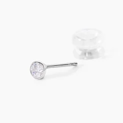 Histoire d'Or Boucles D'oreilles Puces Daria Serti Clos Or Blanc Oxyde De Zirconium