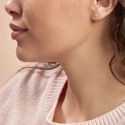 Boucles D'oreilles Puces Daria Coeur Plein Or Jaune Oxyde De Zirconium-Histoire d'Or Best