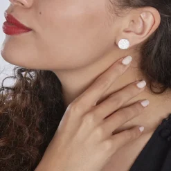 Histoire d'Or Boucles D'oreilles Puces Darwin Argent Blanc Oxyde