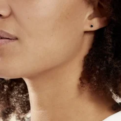 Boucles D'oreilles Puces Doreen Carre Or Blanc Oxyde De Zirconium-Histoire d'Or Discount