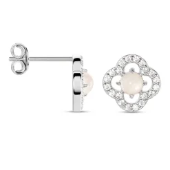 Histoire d'Or Boucles D'oreilles Puces Dally Argent Blanc Quartz Oxyde De Zirconium