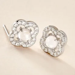 Histoire d'Or Boucles D'oreilles Puces Dally Argent Blanc Quartz Oxyde De Zirconium