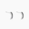 Boucles D'oreilles Puces Demi Lune Or Blanc Diamant-Histoire d'Or Best