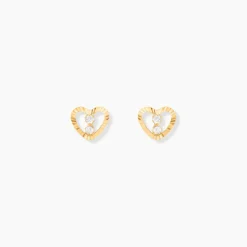 Boucles D'oreilles Puces Daria C艙ur 6 Or Jaune Oxyde-Histoire d'Or Sale