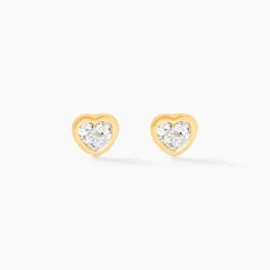 Histoire d'Or Boucles D'oreilles Puces Daria C艙ur 0 Or Jaune Strass
