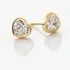 Histoire d'Or Boucles D'oreilles Puces Daria C艙ur 0 Or Jaune Strass