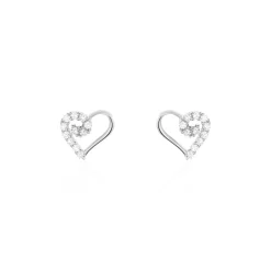 Boucles D'oreilles Puces Daria C艙ur De Zirconium-Histoire d'Or Clearance