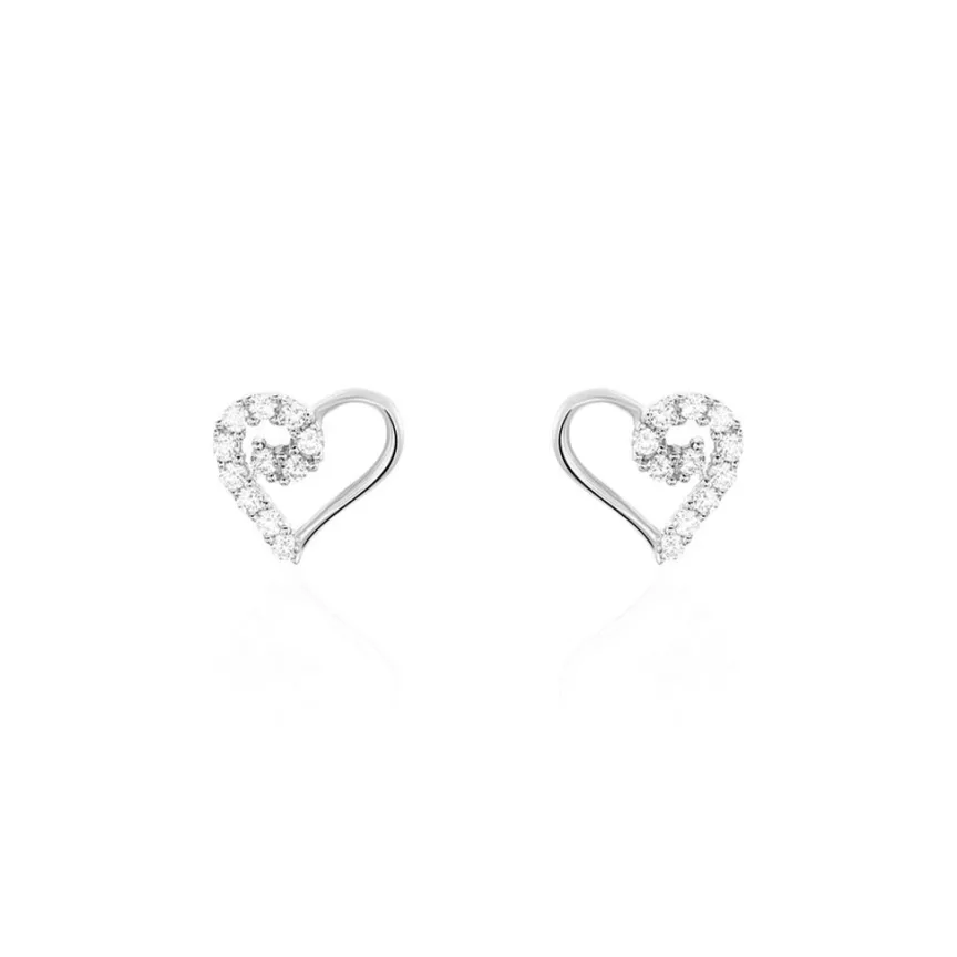 Boucles D'oreilles Puces Daria C艙ur De Zirconium-Histoire d'Or Clearance