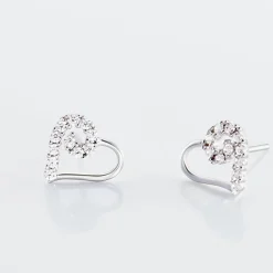 Boucles D'oreilles Puces Daria C艙ur De Zirconium-Histoire d'Or Clearance