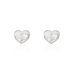 Histoire d'Or Boucles D'oreilles Puces Daria Coeur Plein Or Blanc Oxyde De Zirconium