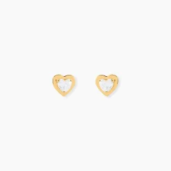 Histoire d'Or Boucles D'oreilles Puces Daria Coeur Plein Or Jaune Oxyde De Zirconium