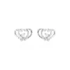 Histoire d'Or Boucles D'oreilles Puces Daria Double Coeurs Or Blanc Oxyde