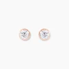 Histoire d'Or Boucles D'oreilles Puces Daria Serti Clos Or Rose Oxyde De Zirconium