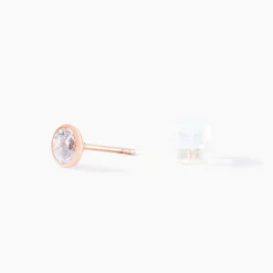Histoire d'Or Boucles D'oreilles Puces Daria Serti Clos Or Rose Oxyde De Zirconium