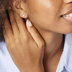 Histoire d'Or Boucles D'oreilles Puces Daria Serti Clos Or Rose Oxyde De Zirconium