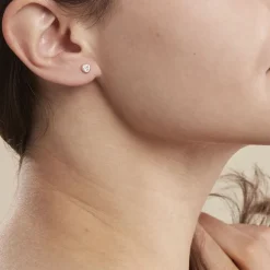 Histoire d'Or Boucles D'oreilles Puces Daria C艙ur 0 Or Rose Strass