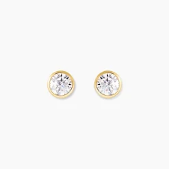 Boucles D'oreilles Puces Daria Serti Clos Or Jaune Oxyde De Zirconium-Histoire d'Or Hot
