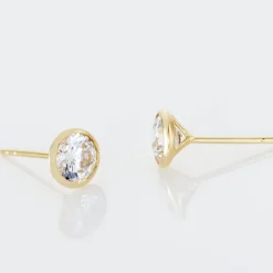 Boucles D'oreilles Puces Daria Serti Clos Or Jaune Oxyde De Zirconium-Histoire d'Or Hot