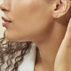 Boucles D'oreilles Puces Daria Serti Clos Or Jaune Oxyde De Zirconium-Histoire d'Or Hot