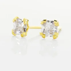 Boucles D'oreilles Puces Doreen Carre Or Jaune Oxyde De Zirconium-Histoire d'Or New