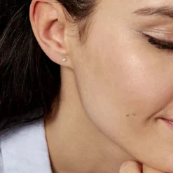 Boucles D'oreilles Puces Doreen Carre Or Jaune Oxyde De Zirconium-Histoire d'Or New