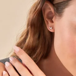 Boucles D'oreilles Puces Diep Argent Blanc Oxyde De Zirconium-Histoire d'Or Clearance