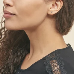 Boucles D'oreilles Puces daria Serti Griffe 2 Or Jaune Oxyde-Histoire d'Or Online