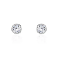 Histoire d'Or Boucles D'oreilles Puces Daria Serti Clos Or Blanc Oxyde De Zirconium