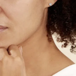 Histoire d'Or Boucles D'oreilles Puces Daria Serti Clos Or Blanc Oxyde De Zirconium