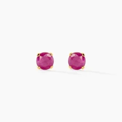 Histoire d'Or Boucles D'oreilles Puces Elea Serti Griffe Or Jaune Rubis