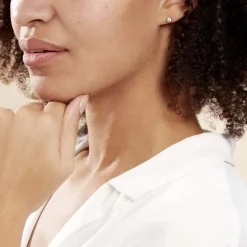 Histoire d'Or Boucles D'oreilles Puces Elda Serti Clos Or Jaune Oxyde De Zirconium