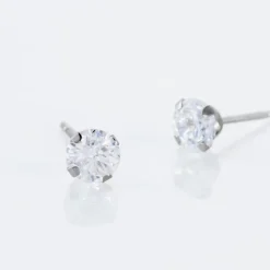 Histoire d'Or Boucles D'oreilles Puces Eddie Or Blanc Oxyde De Zirconium