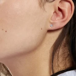 Histoire d'Or Boucles D'oreilles Puces Eddie Or Blanc Oxyde De Zirconium