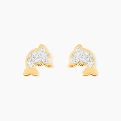 Histoire d'Or Boucles D'oreilles Puces Eleanor Dauphin 0 Or Jaune Strass