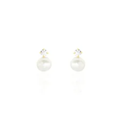 Boucles D'oreilles Puces Eolande Or Jaune Perle De Culture-Histoire d'Or Discount