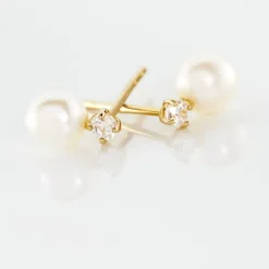 Boucles D'oreilles Puces Eolande Or Jaune Perle De Culture-Histoire d'Or Discount