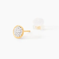 Histoire d'Or Boucles D'oreilles Puces Edmee Cercle 0 Or Jaune Strass