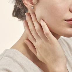 Histoire d'Or Boucles D'oreilles Puces Edmee Cercle 0 Or Jaune Strass