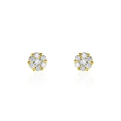 Histoire d'Or Boucles D'oreilles Puces Eleanor Fleur Or Jaune Oxyde De Zirconium