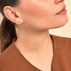 Boucles D'oreilles Puces Evonne Argent Blanc Oxyde De Zirconium-Histoire d'Or Online