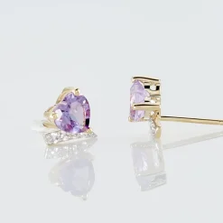Histoire d'Or Boucles D'oreilles Puces Eva Or Jaune Amethyste Et Oxyde De Zirconium