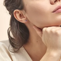 Histoire d'Or Boucles D'oreilles Puces Eva Or Jaune Amethyste Et Oxyde De Zirconium