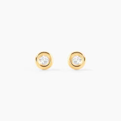 Boucles D'oreilles Puces Eden Serti Pneu Or Jaune Oxyde De Zirconium-Histoire d'Or Best