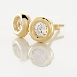 Boucles D'oreilles Puces Eden Serti Pneu Or Jaune Oxyde De Zirconium-Histoire d'Or Best