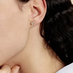 Boucles D'oreilles Puces Eden Serti Pneu Or Jaune Oxyde De Zirconium-Histoire d'Or Best