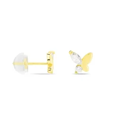 Histoire d'Or Boucles D'oreilles Puces Evaelle Papillon Or Jaune Oxyde De Zirconium