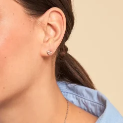 Histoire d'Or Boucles D'oreilles Puces Elyn Argent Blanc Oxyde De Zirconium