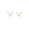 Boucles D'oreilles Puces Enimia Motif V Or Jaune Oxyde De Zirconium-Histoire d'Or Sale