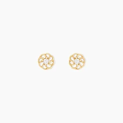 Boucles D'oreilles Puces Eleanor Fleur Or Jaune Oxyde De Zirconium-Histoire d'Or